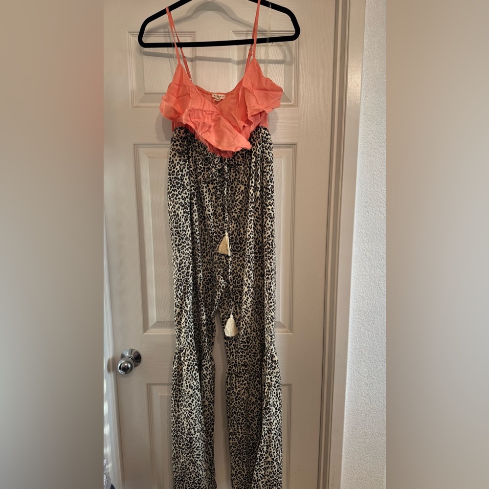 Main Strip Cream and Pink Wide Leg Jumpsuit